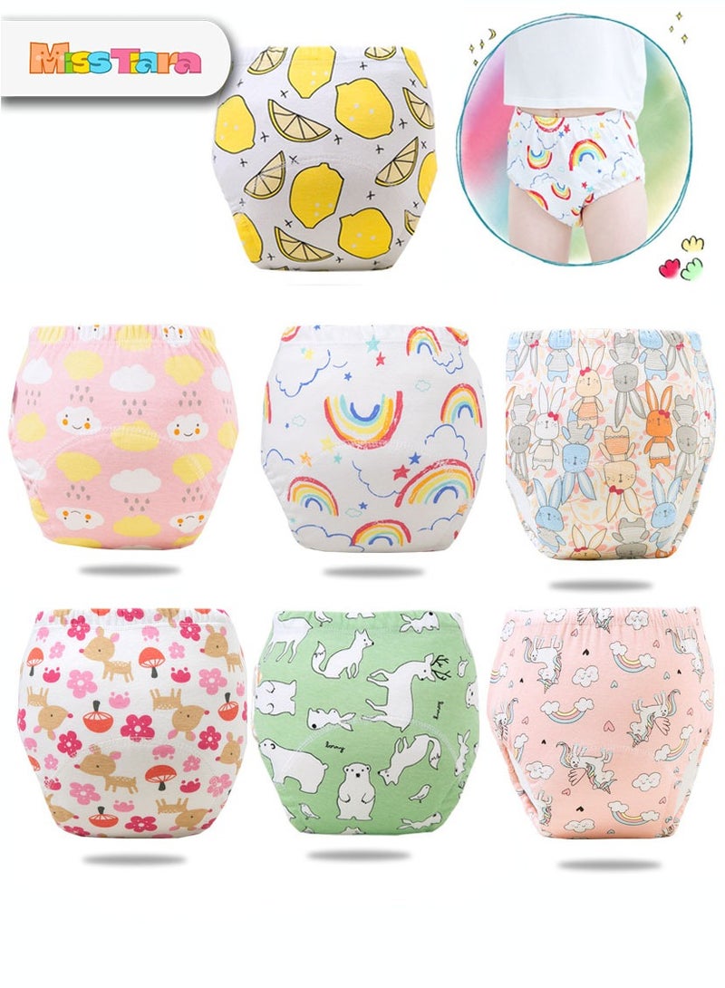 MissTiara 8 قطع من الملابس الداخلية المخصصة للتدريب على استخدام المرحاض، 6 طبقات من القطن الماص للرطوبة والقابل للتنفس للأطفال الصغار والأولاد والبنات، مقاومة للماء - Image 1