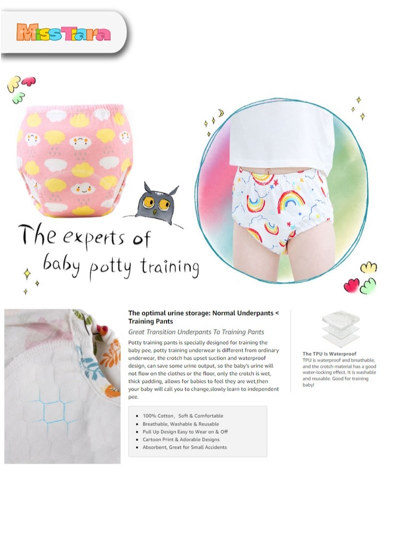 MissTiara 8 قطع من الملابس الداخلية المخصصة للتدريب على استخدام المرحاض، 6 طبقات من القطن الماص للرطوبة والقابل للتنفس للأطفال الصغار والأولاد والبنات، مقاومة للماء - Image 2