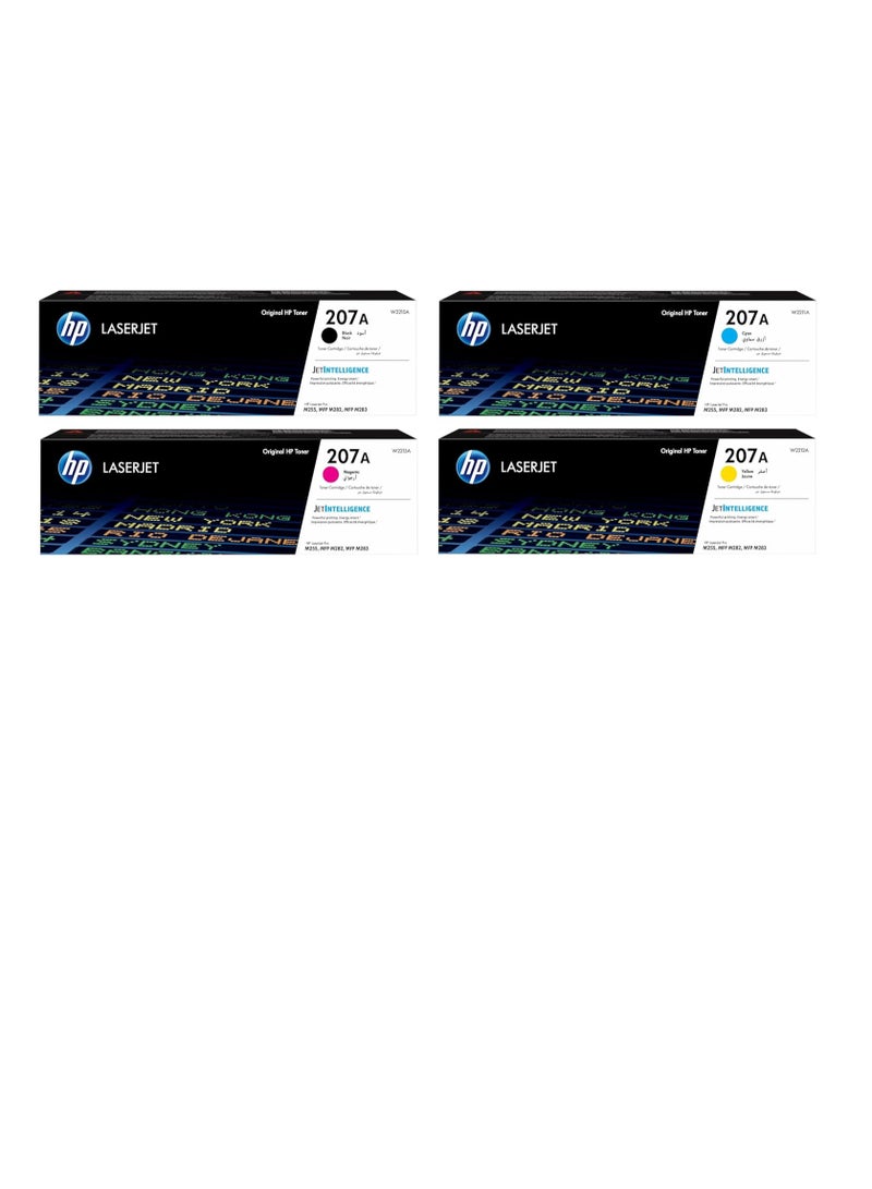 HP Toner HP 207A, Set, LaserJet, Toner Cartridge, Black, Cyan, Yellow, Magenta, Works with HP LaserJet Pro M255, M282, M283 Printers  - Image 1