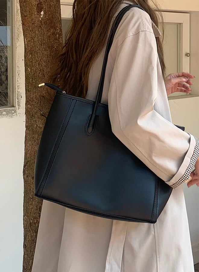 DUNISO Women's Shoulder Tote Bag,Large Capacity Messenger Fashionable Travel Shoulder Bag for Ladies,  Fashion Vegan Leather Top Handle Satchel with Zipper,  Water Resistant Handbag Shoulder Purse for Work - Image 4