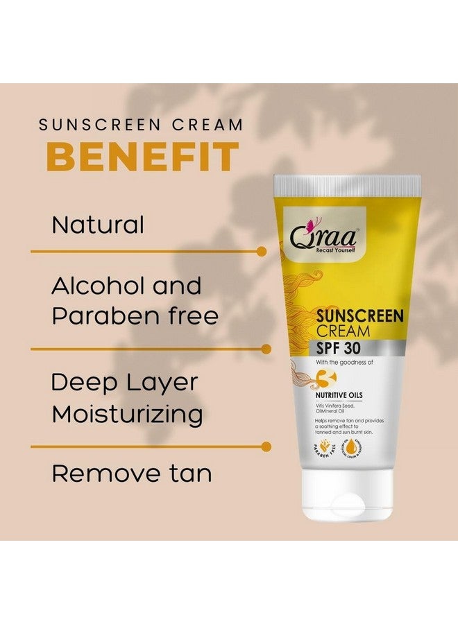 Qraa Sunscreen Spf 30 Pa++++ Sunscreen Cream Spf 30Helps Remove Tanhelps In Sun Burn Pack Of 3 (300Gm 3) - Image 3