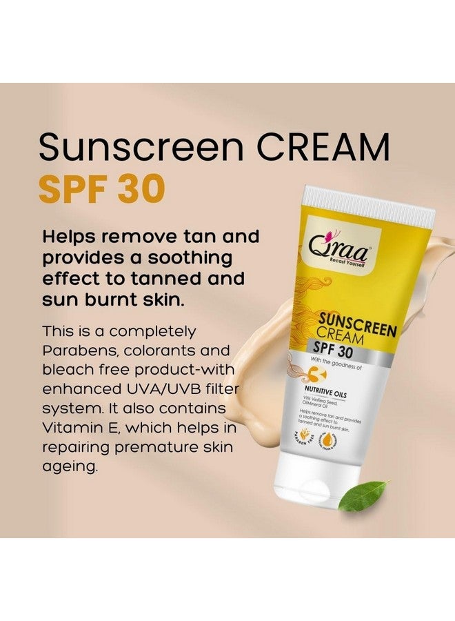 Qraa Sunscreen Spf 30 Pa++++ Sunscreen Cream Spf 30Helps Remove Tanhelps In Sun Burn Pack Of 3 (300Gm 3) - Image 2