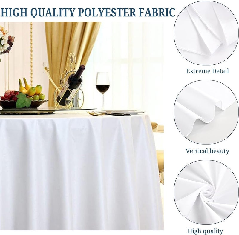 ALANX General purpose design Round Premium Tablecloth Table Covers Round Washable and Wrinkle Resistant Kitchen Dining Table Decorations Polyester Tablecloth ，For Banquet Birthday Parties Wedding Parties (White, 229*229CM) Universal design - Image 5
