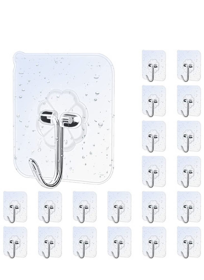 NOOM 20 Pieces Waterproof Oilproof Heavy Duty Self Adhesive Sticker Hooks Transparent Wall Hook  - Image 1