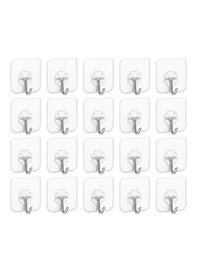 NOOM 20 Pieces Waterproof Oilproof Heavy Duty Self Adhesive Sticker Hooks Transparent Wall Hook  - Image 3