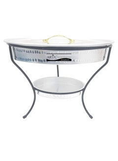 ARTC ARTC Silver Aluminum Breakfast Buffet Chaffing Dish And Serving Tray With Stand And Acrylic Lid  - Image 3