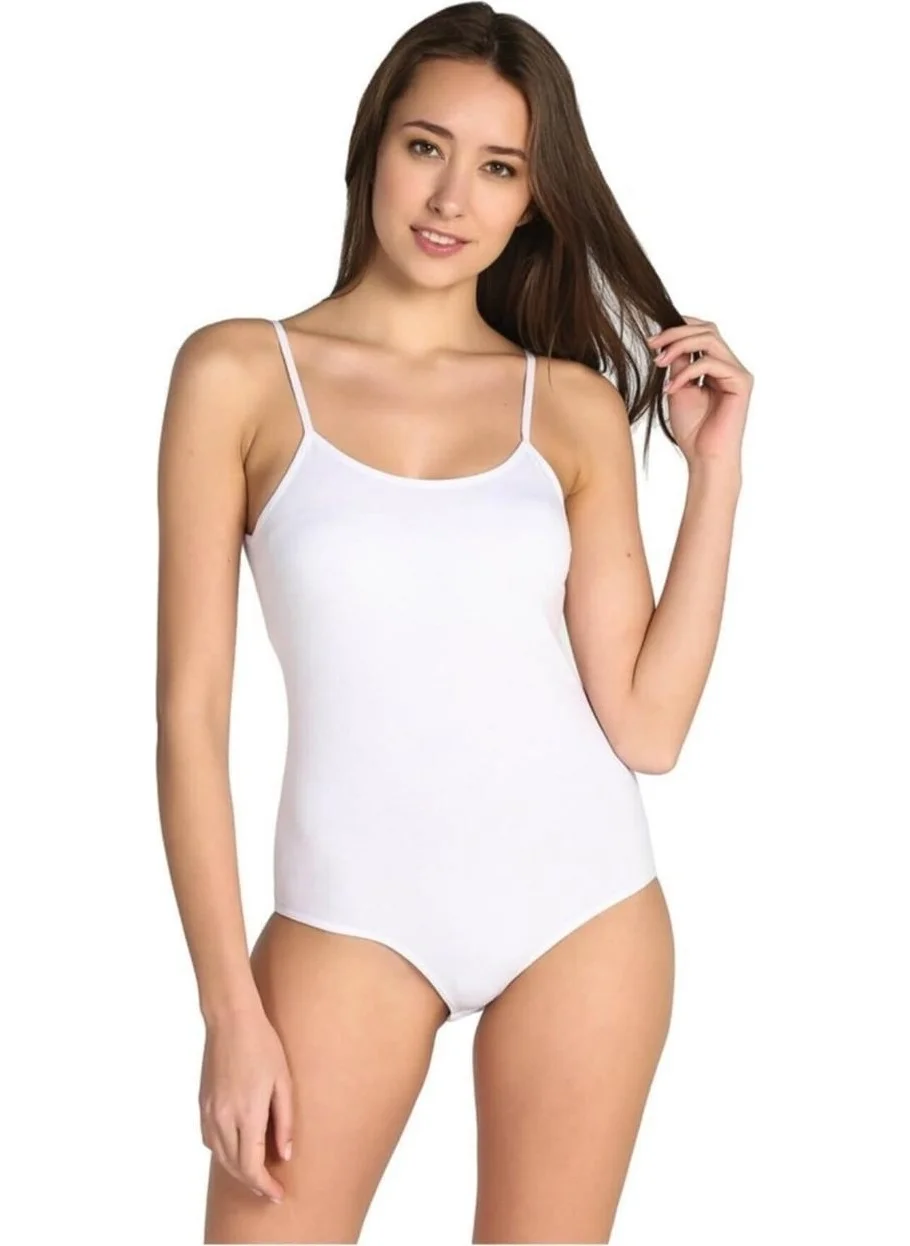 Tutku Passion Women's White 11-Pack Rope Strap Lycra Snap Bodysuit