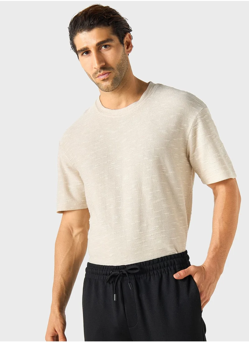 ايكونيك Textured Crew Neck T-Shirt