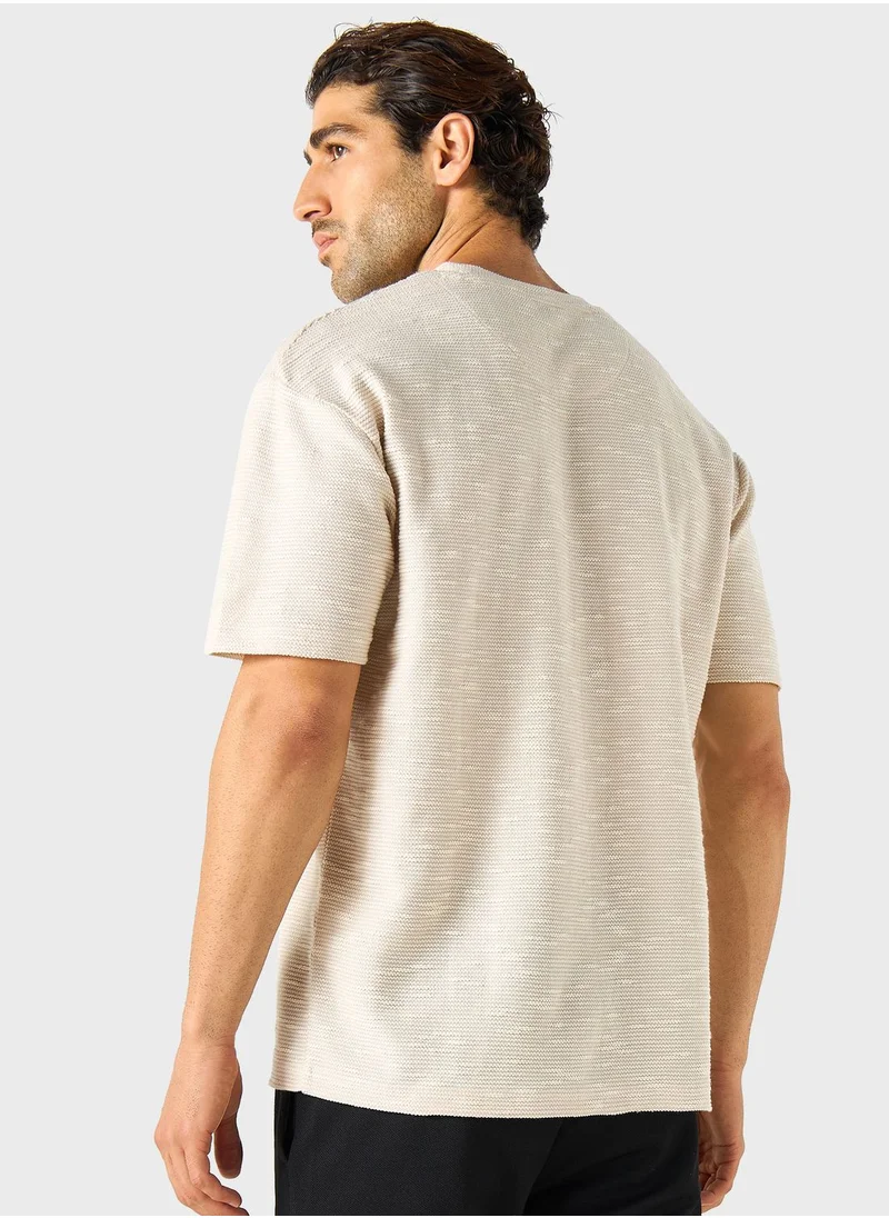 ايكونيك Textured Crew Neck T-Shirt