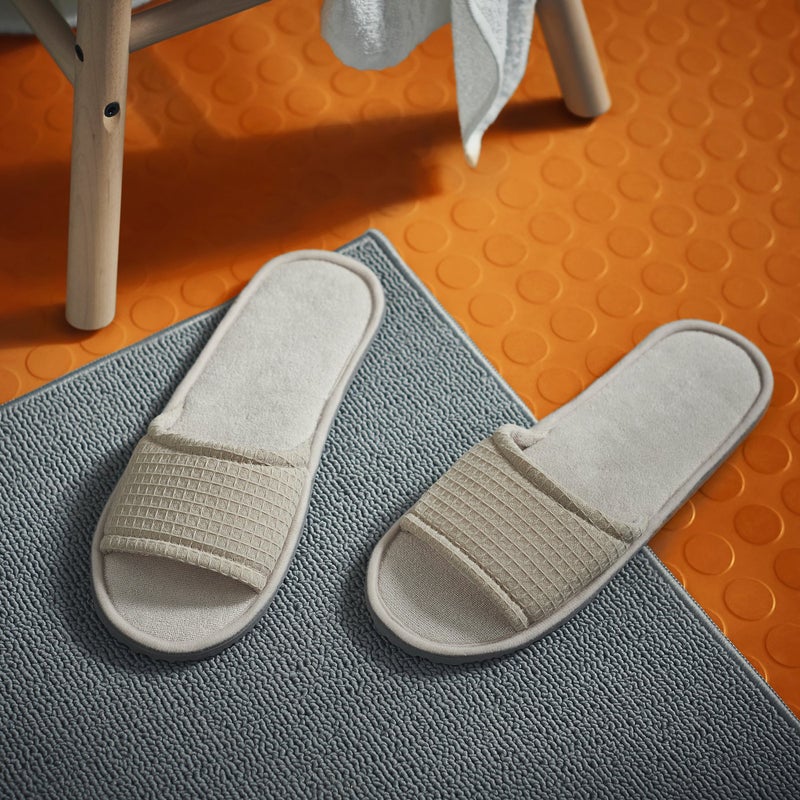 Baitique Open-Toe Waffle-Texture Spa Slippers with Foam Sole, Beige, S/M - Image 4