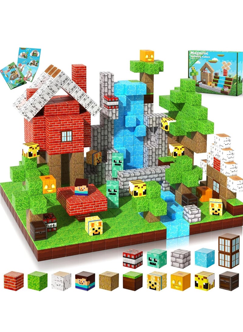 Beauenty Magnetic Blocks, 100 PCS Children's Building Toys, STEM Sensory Toys, Kids Magnet World Set, Themed Gift for Children Ages 3+  (Jungle World) - Image 1