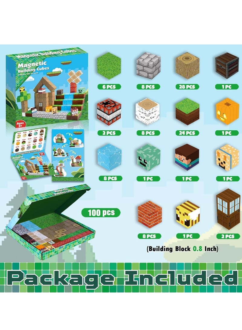 Beauenty Magnetic Blocks, 100 PCS Children's Building Toys, STEM Sensory Toys, Kids Magnet World Set, Themed Gift for Children Ages 3+  (Jungle World) - Image 3