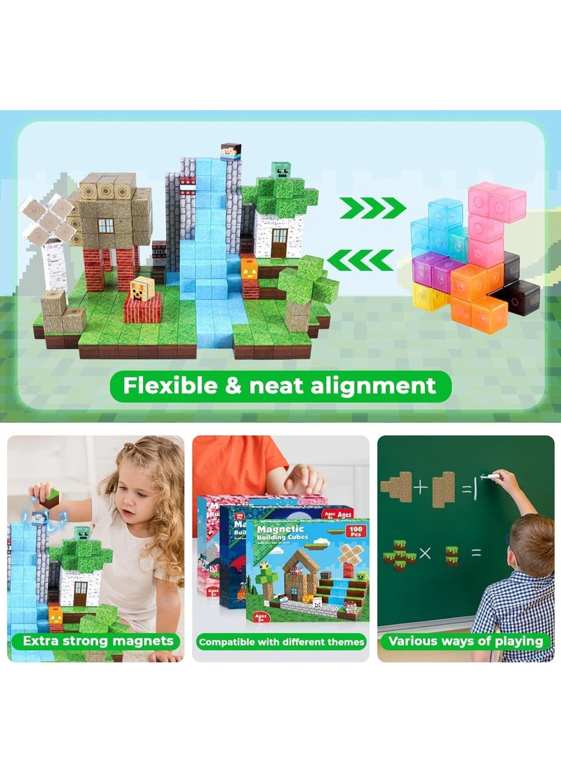 Beauenty Magnetic Blocks, 100 PCS Children's Building Toys, STEM Sensory Toys, Kids Magnet World Set, Themed Gift for Children Ages 3+  (Jungle World) - Image 4