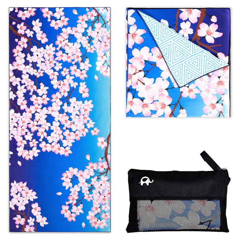 Elite Trend Quick Dry Towel Extra Large 78x35 Inch Microfiber Beach Towel Perfect for Beach Travel Swimming Pool Yoga Hiking Camping Lightweight Fast Drying Compact for Adults Sakura