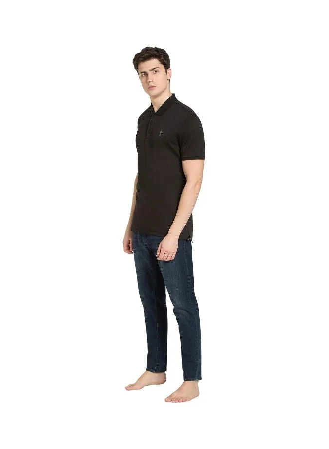 Jockey Black 3912 Men Super Combed Cotton Rich Solid Half Sleeve Polo T Shirt for Men | Best Price UAE