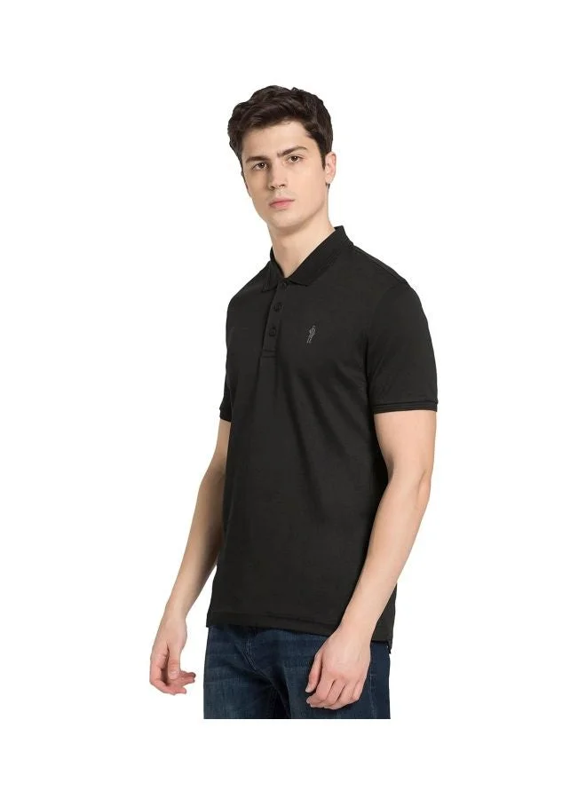 Jockey Black 3912 Men Super Combed Cotton Rich Solid Half Sleeve Polo T Shirt for Men | Best Price UAE