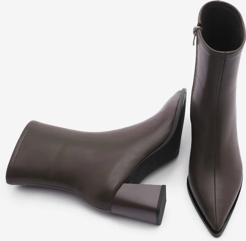 MARJIN Women's Thick Heel Pointed Toe Boots Simva