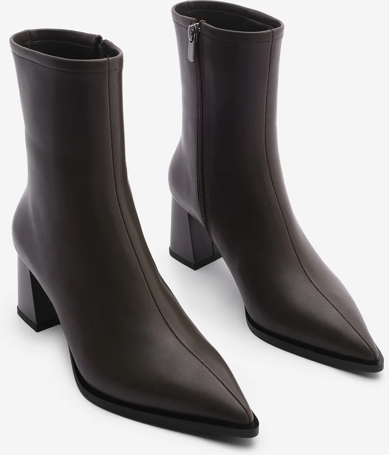 MARJIN Women's Thick Heel Pointed Toe Boots Simva