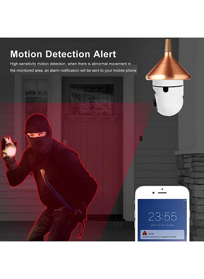 Generic - WiFi 360 Panoramic Bulb Camera 1080P Security Camera with 2.4GHz WiFi 360 Degree Panoramic viewing Wireless Home Surveillance Camera Night Vision Two Way Audio Smart Motion Detection - Image 1