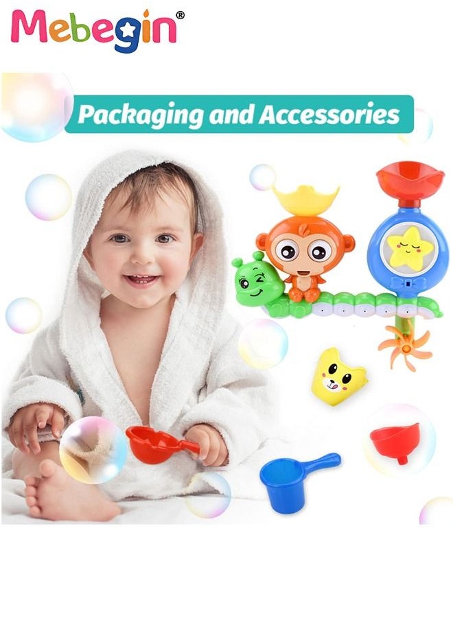 MEBEGIN Creative Bath Toy, Cartoon Monkey Shower Toys Set with DIY Tracks, Waterfall Station Toy with Powerful Suction Cups, Bathroom Toy Suitable for Wall Bathtub, No Sharp Edges and Corners, Ideal Shower Partner to Toddlers, 20*21cm  - Image 4