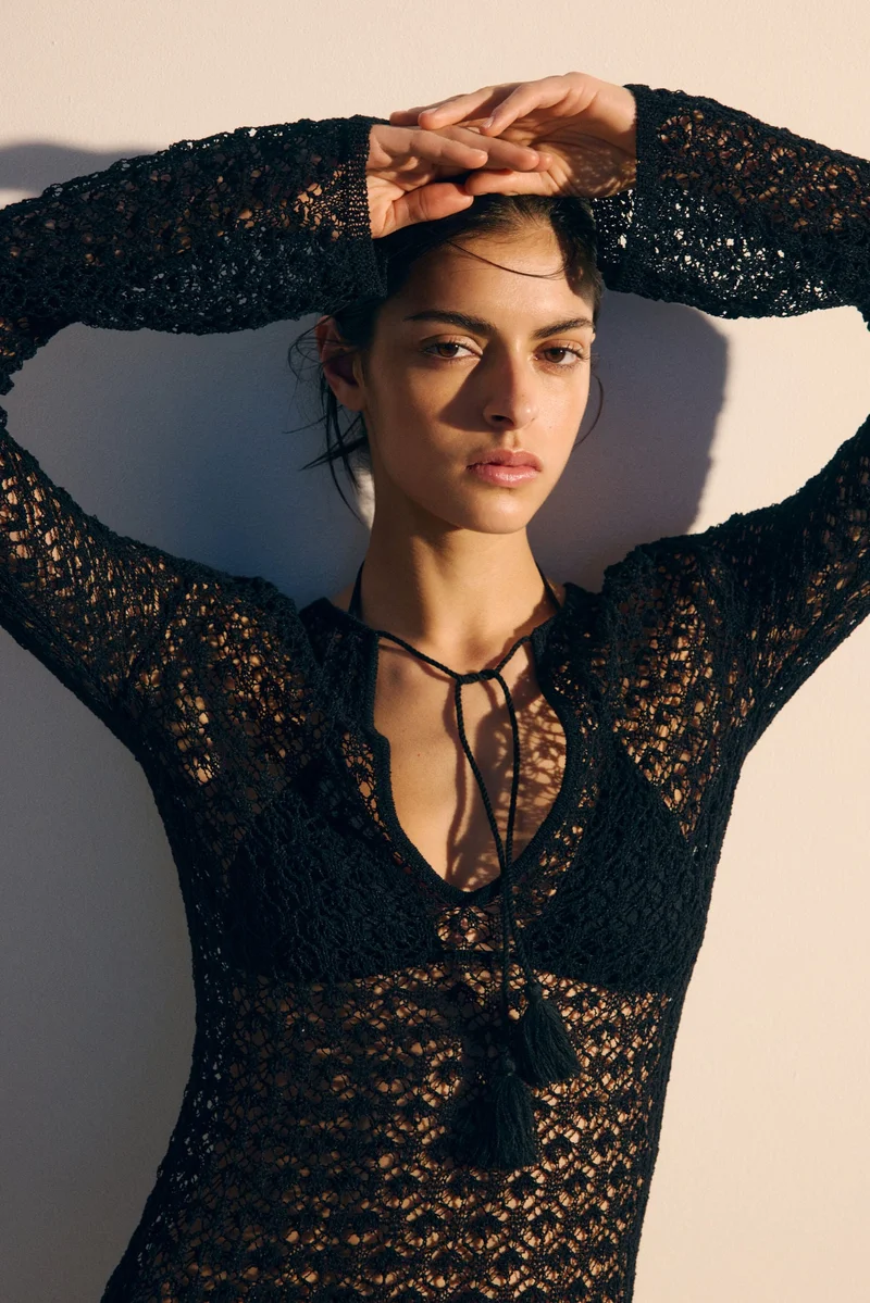 Crochet-look beach dress