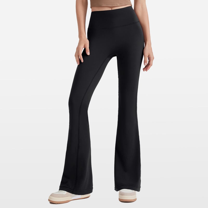 Leggings Black Seamless Yoga Flared Pants for Women's High-waisted Peach-lift Slimming Elastic Fitness Sports Wide-leg