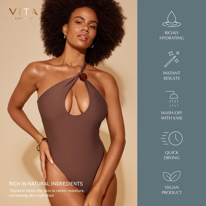 Vita Liberata فايتا ليبراتا بودي بلور، مكياج الساق والجسم. أساس الجسم المثالي لبشرة برونزية خالية من العيوب، تطبيق سهل، توهج مشرق، توحيد لون البشرة، عبوة جديدة - Image 4