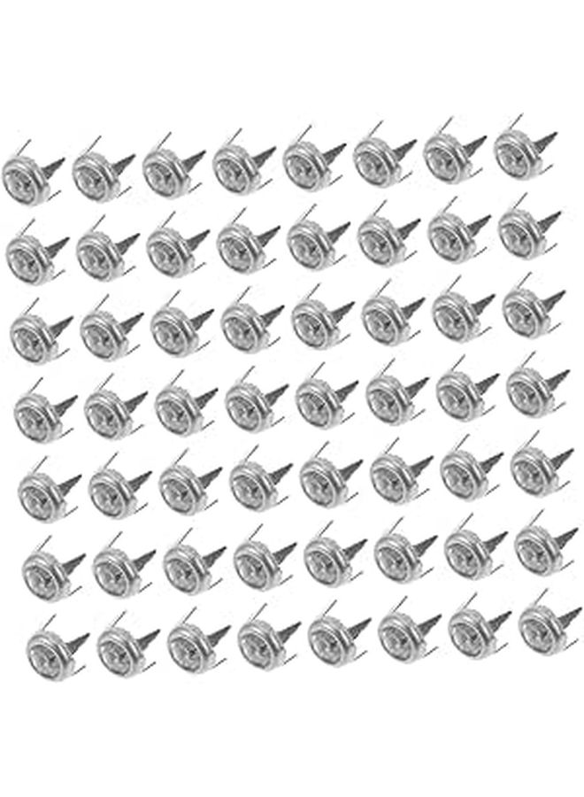 Silver Edged White Stone Rivets 50pcs Four Jaw Rivets For Clothing Bags Shoes DIY Crafts - Image 1