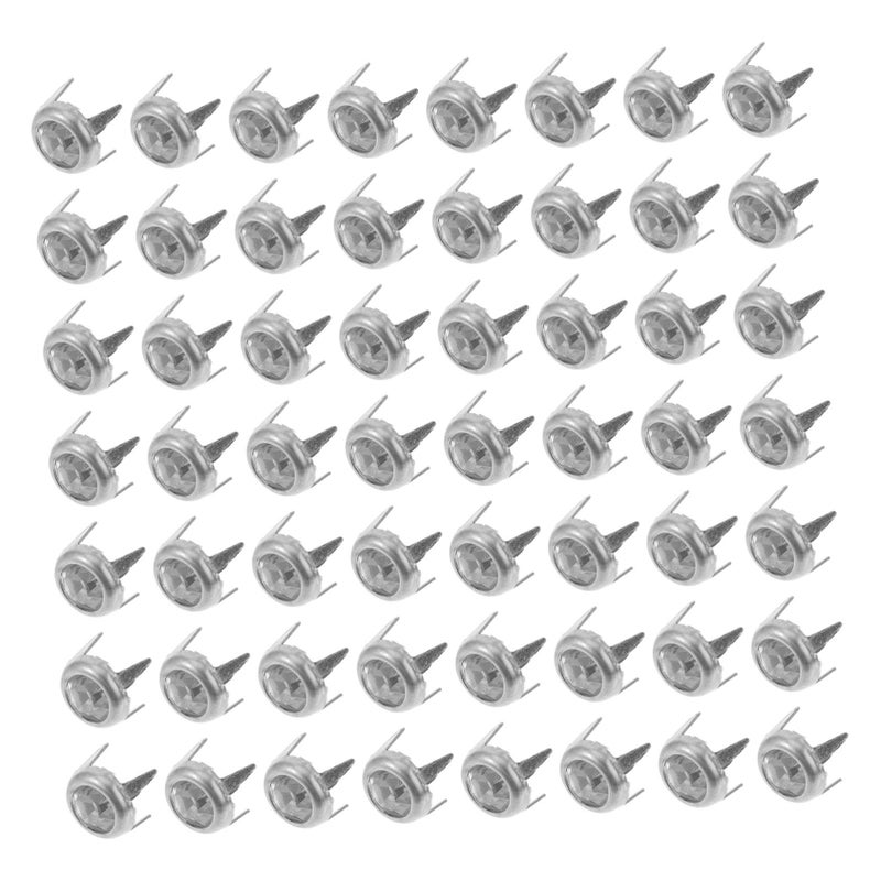 Silver Edged White Stone Rivets 50pcs Four Jaw Rivets For Clothing Bags Shoes DIY Crafts - Image 2