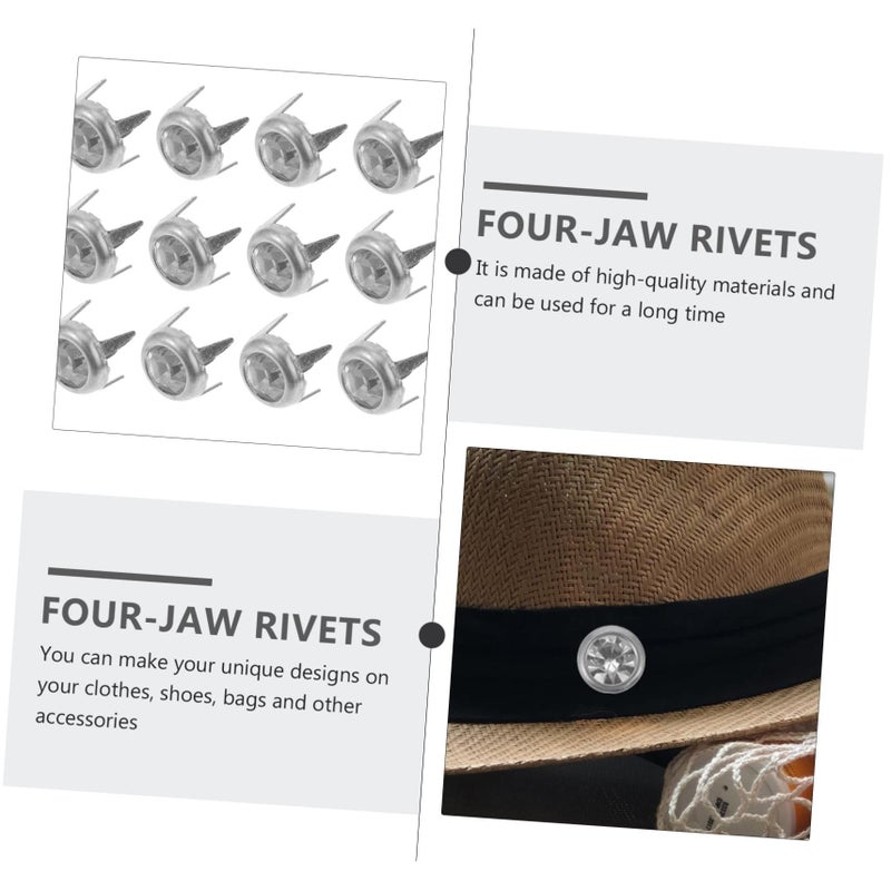 Silver Edged White Stone Rivets 50pcs Four Jaw Rivets For Clothing Bags Shoes DIY Crafts - Image 5