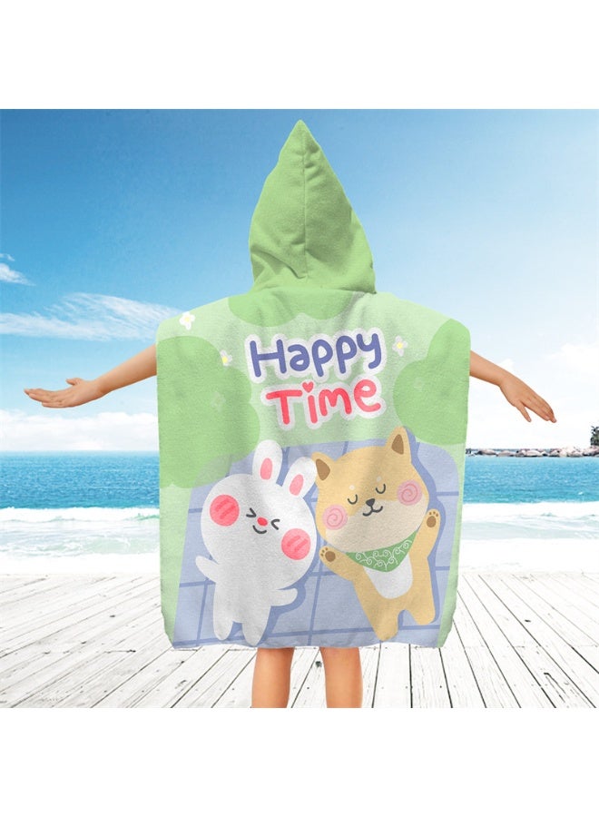 NIBEMINENT Kids Hooded Towel Cape - Microfiber Swim & Beach Bathrobe, Super Absorbent & Quick-Dry Towel for Children (60x60cm) - Image 1