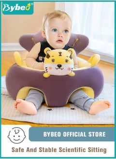 Bybeo Baby Sitting Support Seat Sofa, Infant Learning Chair Head Protect - Crystal Velvet Fabric, PP Cotton Filling, Perfect Toddler Gift to Learn to Sit  - Image 1
