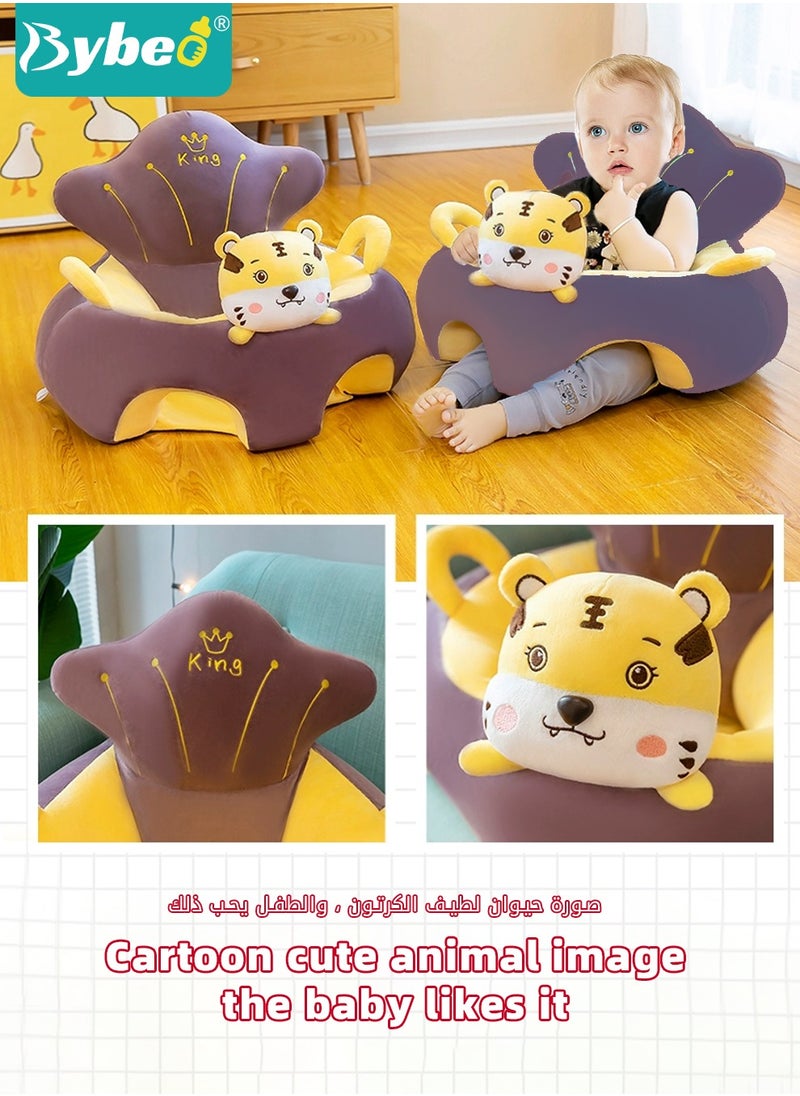 بيبو مقعد دعم للجلوس للأطفال الرضع، كرسي تعلمي للرضع يحمي الرأس - مصنوع من نسيج فيلفيت كريستالي، ومحشو بقطن PP، هدية مثالية للطفل الصغير لتعلم الجلوس  - Image 2