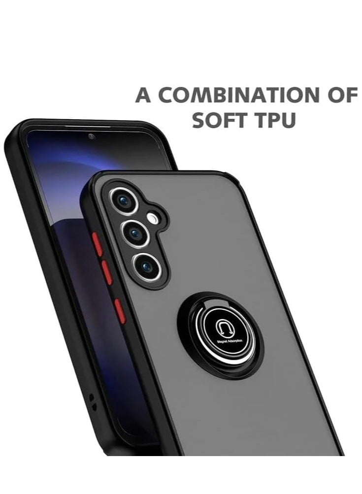 BORTONY Samsung Galaxy A25 Case Cover Metal Ring Holder Grip Kickstand Car Magnetic Mount Case Cover Shockproof Matte Finish Hard Back Bumper Case for Samsung Galaxy A25 - Image 2