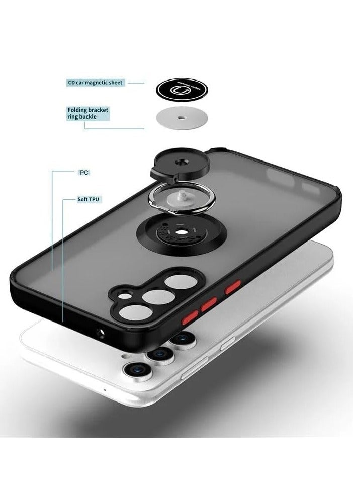 BORTONY Samsung Galaxy A25 Case Cover Metal Ring Holder Grip Kickstand Car Magnetic Mount Case Cover Shockproof Matte Finish Hard Back Bumper Case for Samsung Galaxy A25 - Image 4