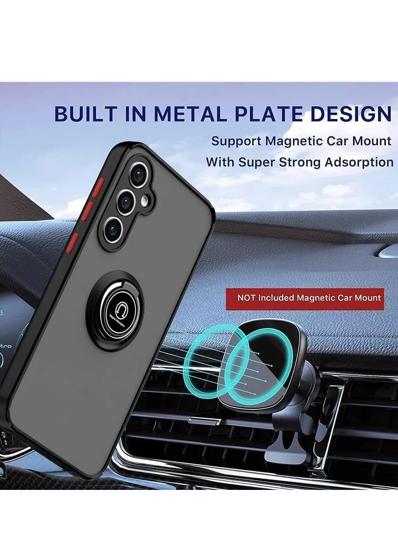 BORTONY Samsung Galaxy A25 Case Cover Metal Ring Holder Grip Kickstand Car Magnetic Mount Case Cover Shockproof Matte Finish Hard Back Bumper Case for Samsung Galaxy A25 - Image 5