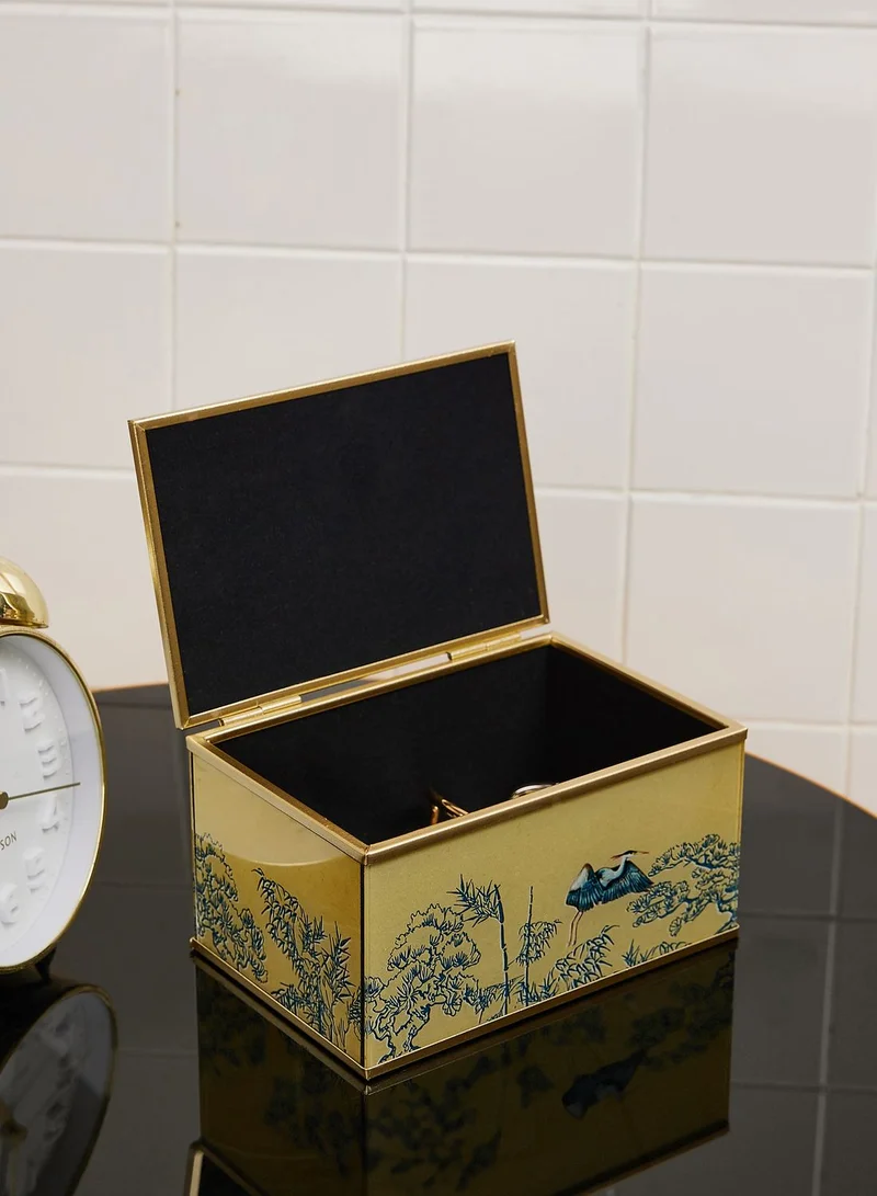 AURORA Glass Jewellery Box With Bevelled Edge - Heron Design