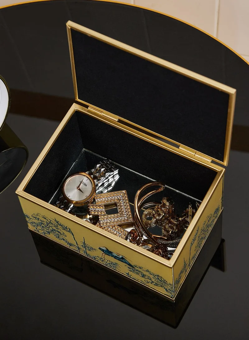 AURORA Glass Jewellery Box With Bevelled Edge - Heron Design