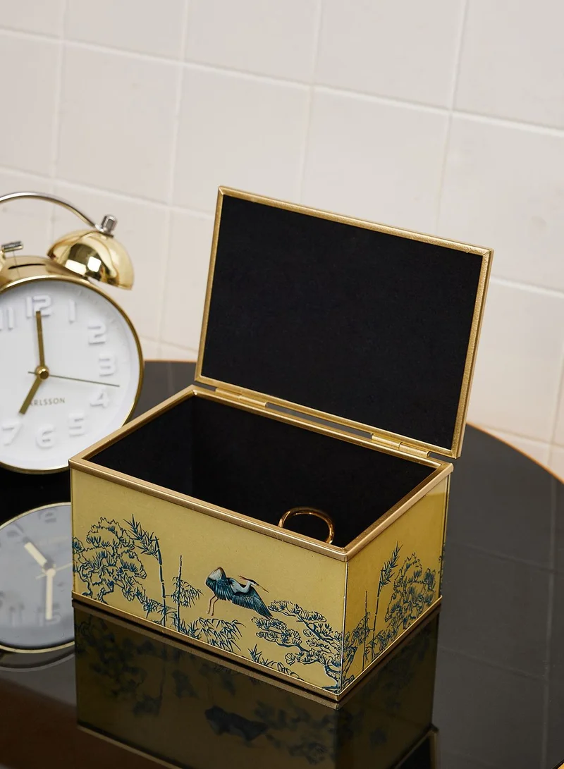AURORA Glass Jewellery Box With Bevelled Edge - Heron Design