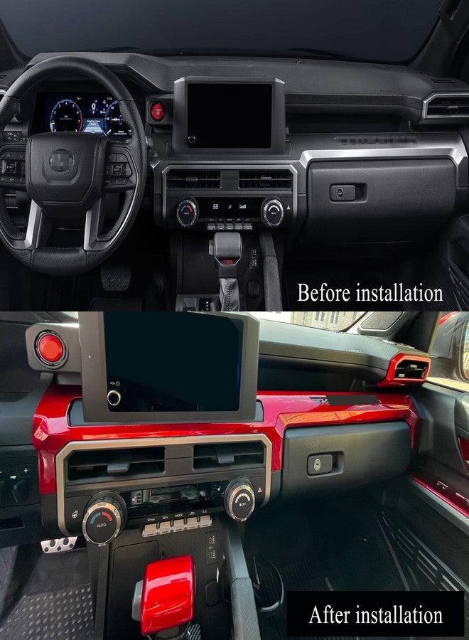 BORUIEN Dark Red Dashborad Panel Cover for Toyota Tacoma SR SR5 2024 2025 2026 w/8" Display Interior Accessories Center Console ABS Side Frame Decor Cover (Dark Red, Fit 8 Inch Display Only) - Image 3
