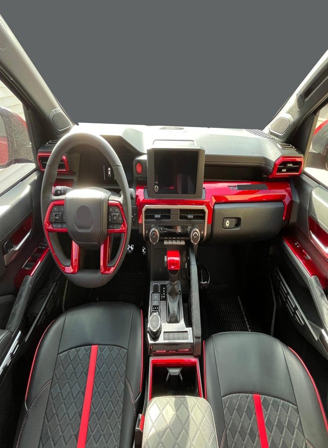BORUIEN Dark Red Dashborad Panel Cover for Toyota Tacoma SR SR5 2024 2025 2026 w/8" Display Interior Accessories Center Console ABS Side Frame Decor Cover (Dark Red, Fit 8 Inch Display Only) - Image 4
