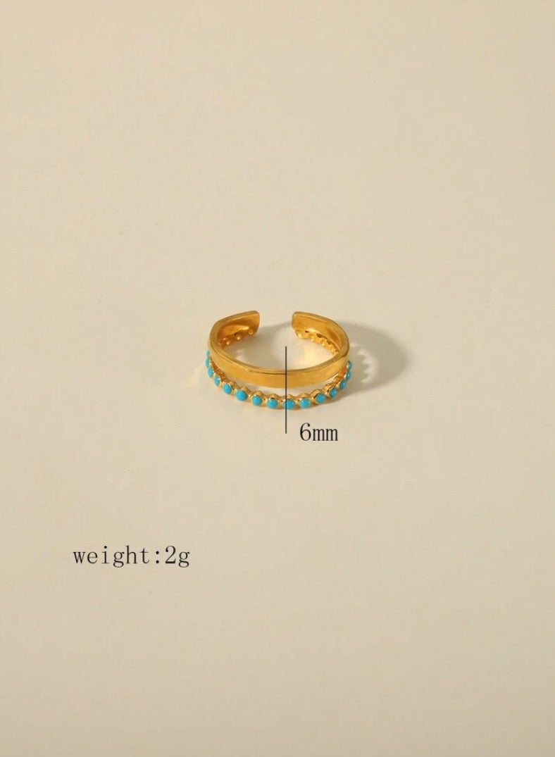 إيكوال خاتم نسائي أنيق من الاستانلس ستيل مطلي باللون الذهبي بمقاس موحد - Image 3