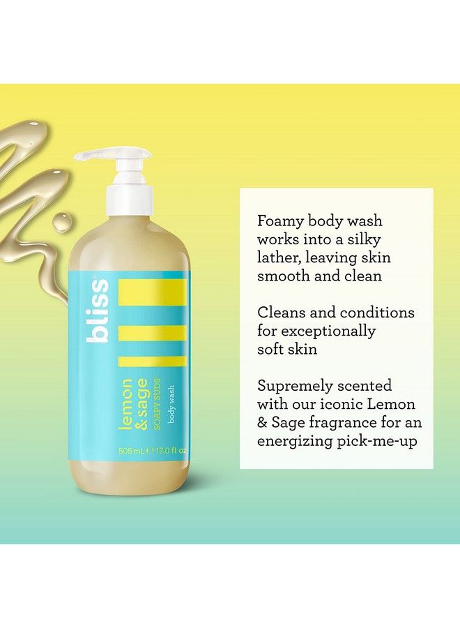 BLISS Soapy Suds Body Wash Lemon And Sage 17 Fl Oz Gentle And Hydrating For Supremely Soft Skin Paraben Free Vegan & Cruelty Free - Image 4