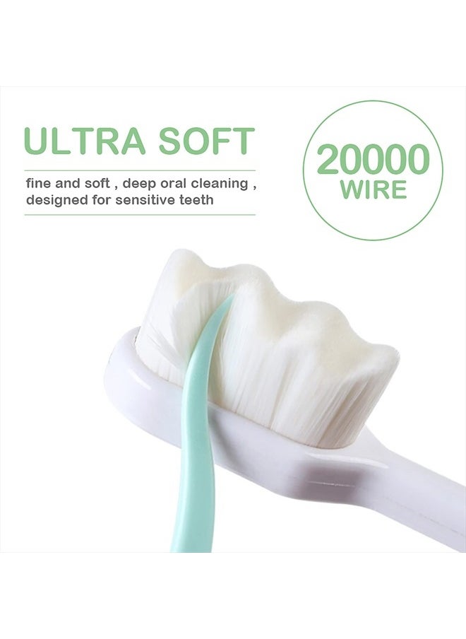 EasyHonor Extra Soft Toothbrush for Sensitive Gums,Micro Fur Manual Toothbrush, 20000 Soft Floss Bristle for Pregnant Women, Elderly, etc. (2black+2white+2pink，All White Bristle)  - Image 2
