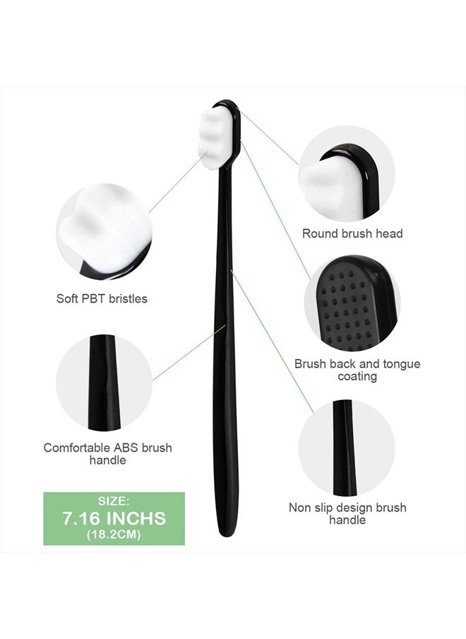 EasyHonor Extra Soft Toothbrush for Sensitive Gums,Micro Fur Manual Toothbrush, 20000 Soft Floss Bristle for Pregnant Women, Elderly, etc. (2black+2white+2pink，All White Bristle)  - Image 3