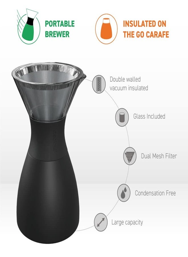 asobu Insulated Pour Over Coffee Maker (32 oz.) Double-Wall Vacuum, Stainless-Steel Filter and Take on the Go Carafe (Silver) - Image 3