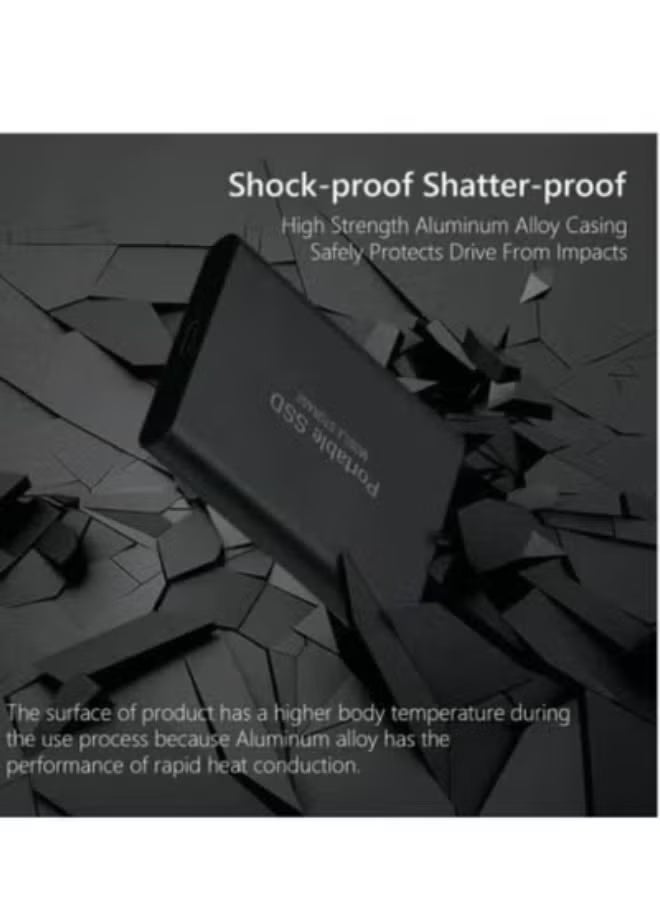 م.ا & ف'س قرص صلب خارجي محمول بسعة 2 تيرابايت، أقراص صلبة صغيرة SSD، أقراص صلبة خارجية من نوع SSD، قرص تخزين احتياطي للكمبيوتر، يدعم نقل البيانات عبر منفذ USB 3.1 إلى Type-C لأجهزة الكمبيوتر الشخصية التي تعمل بنظام Windows XP وأجهزة الكمبيوتر المحمولة وأجهزة Mac - Image 3