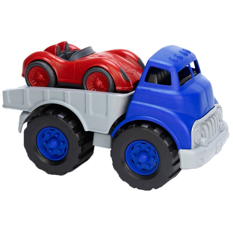 Green Toys Flat Bed Truck Blue/Grey & Race Car Red, 12 months - 6 years - Image 1