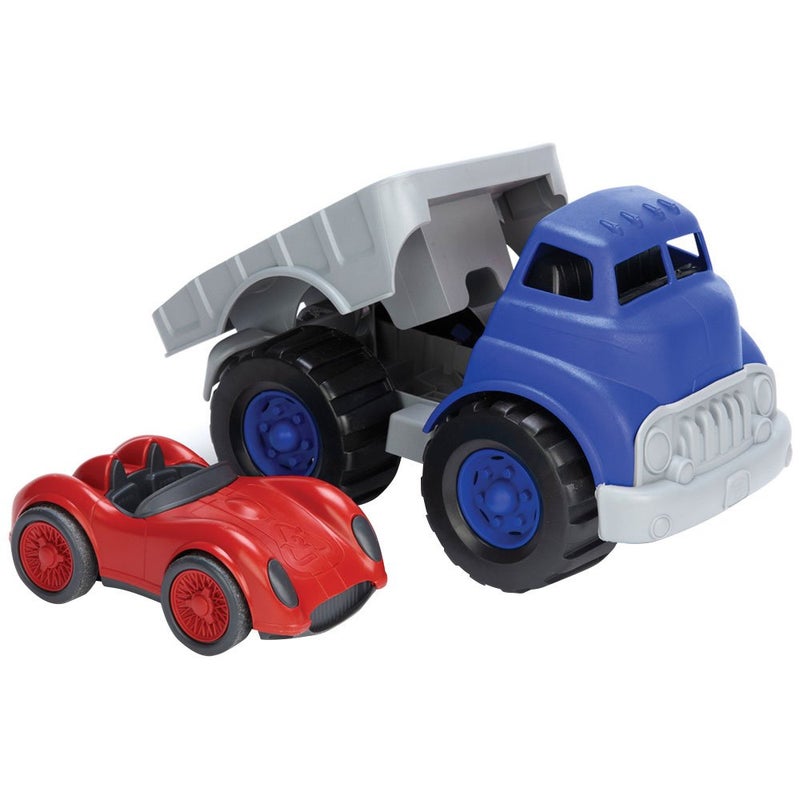 Green Toys Flat Bed Truck Blue/Grey & Race Car Red, 12 months - 6 years - Image 2