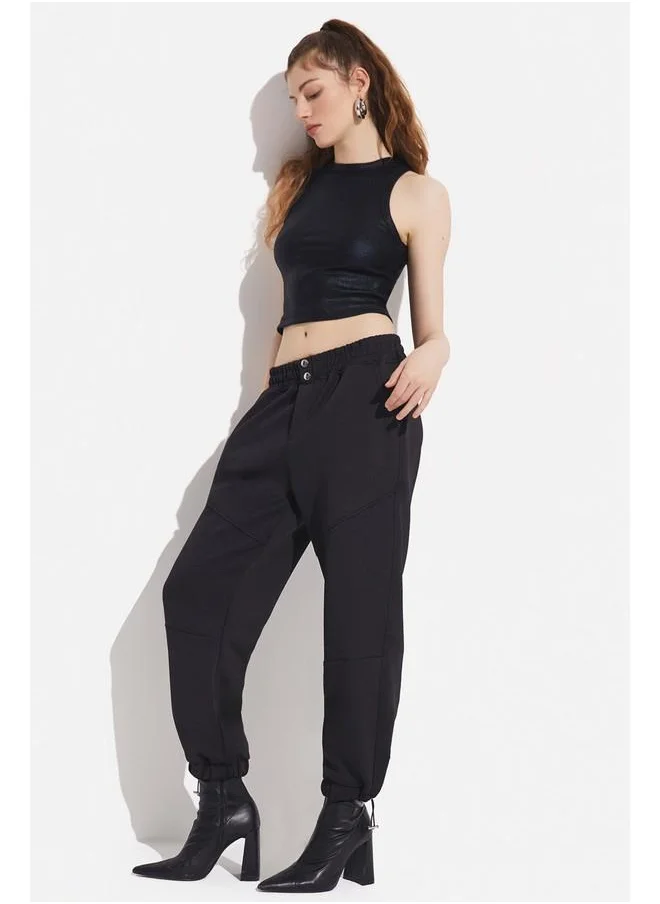 جون June Elastic Leg Trouser Black